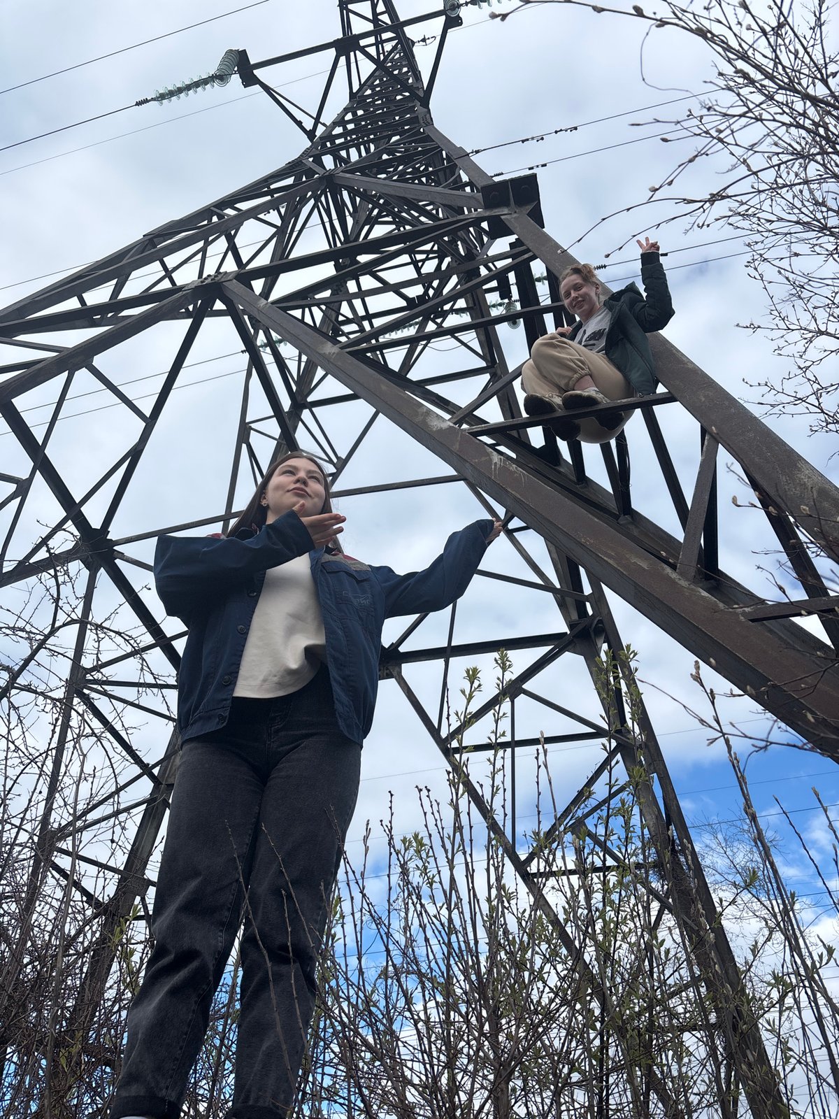 Group gathers for outdoor meal, tower climbing in Chaikovsky