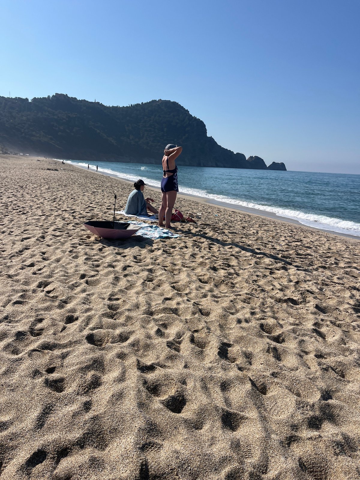 Morning fishing observed on Alanya beach, Turkey