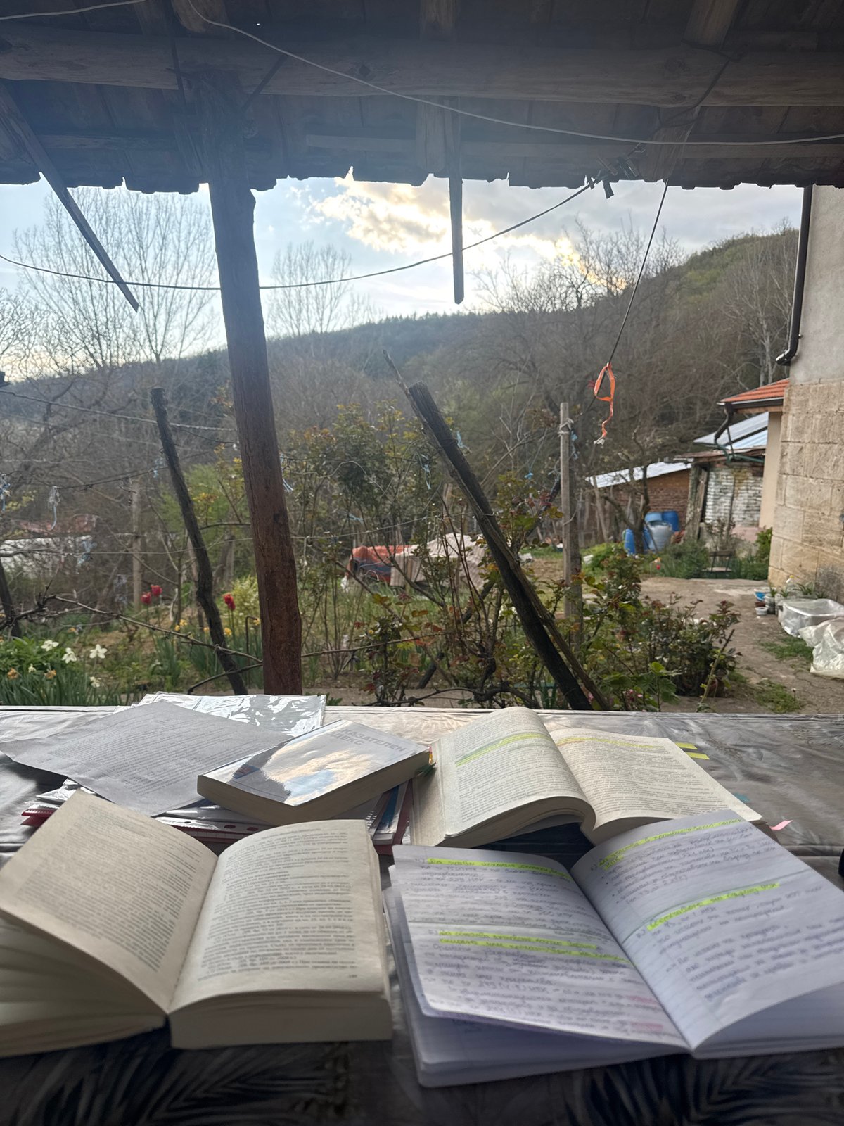 Outdoor study session documented in Bulgarian village