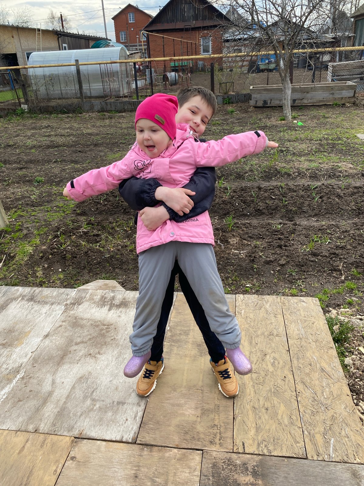 Family documents spring day activities in Chaikovsky, Russia