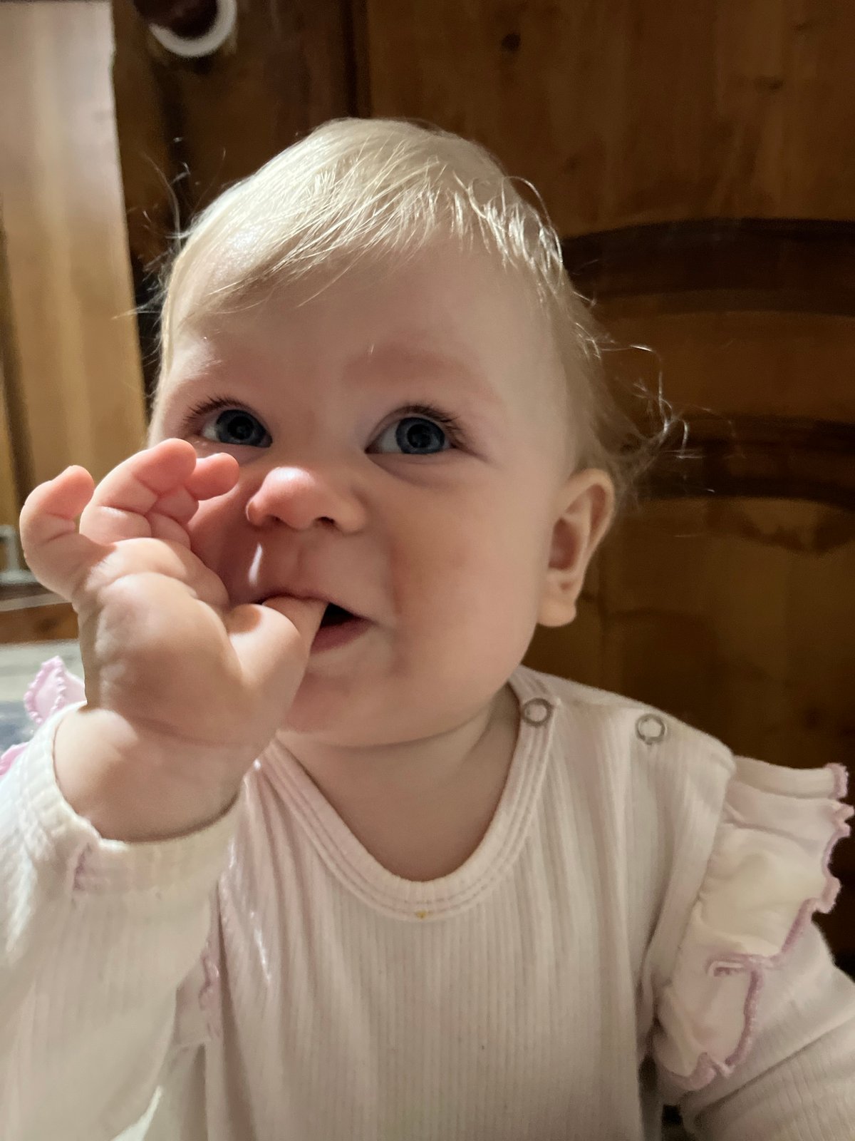 Baby photographed in casual moment in Vesyoloye, Russia