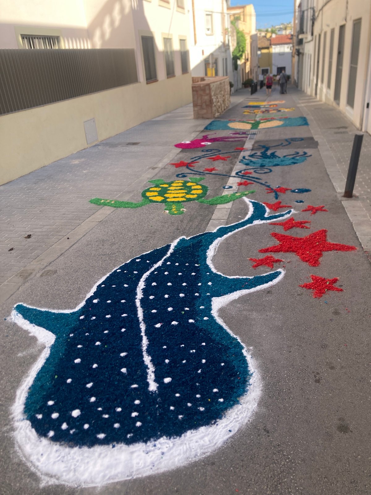 Marine-themed street art documented in Badalona, Spain