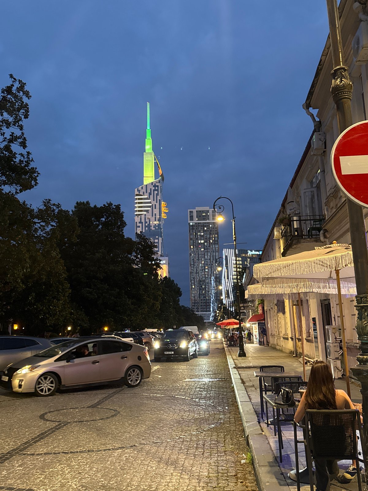 Batumi city center comes alive on a summer evening
