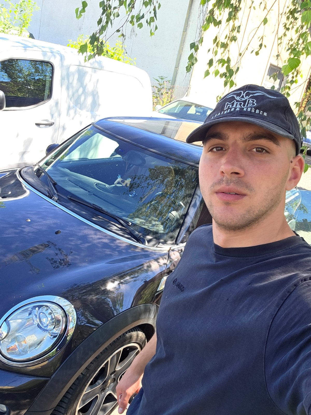 Mini Cooper in for bodywork, new tires on deck