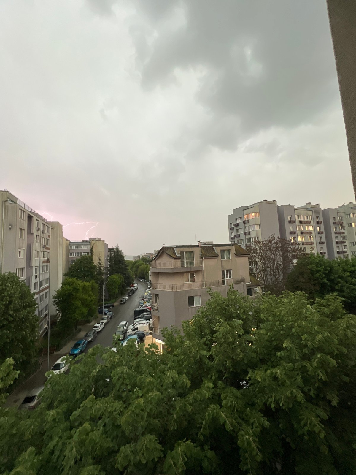 Thunderstorm with lightning strikes urban Burgas, Bulgaria