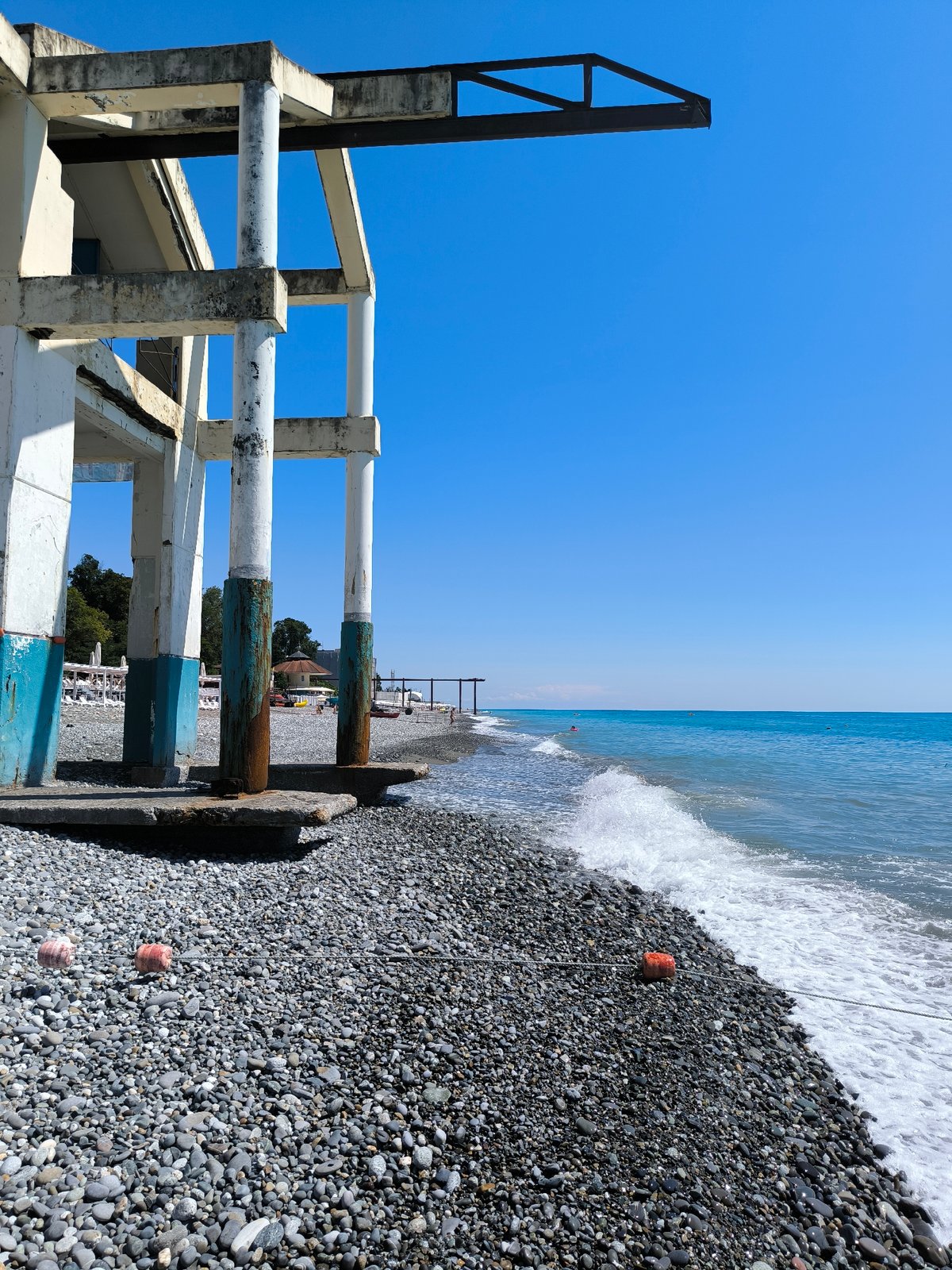 Sochi's Black Sea beach on a sunny summer day
