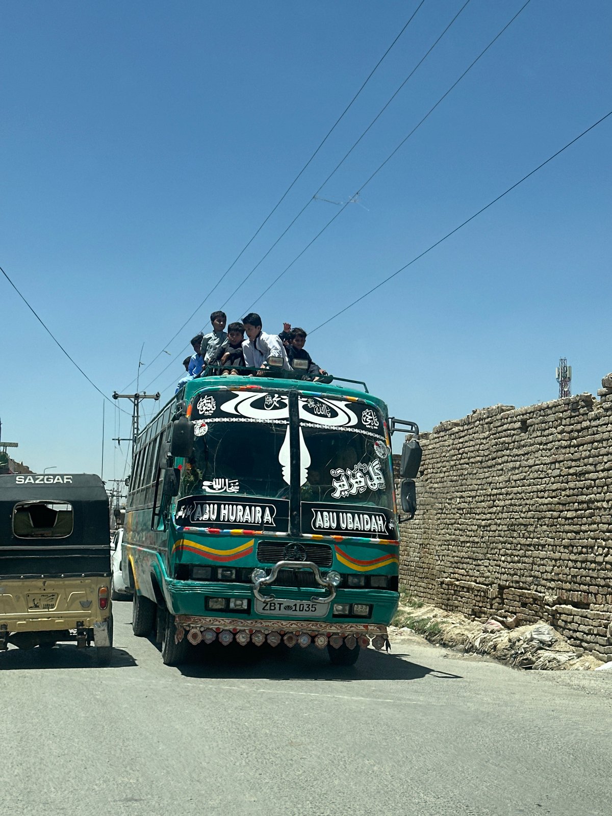 Decorated passenger bus spotted on Quetta street