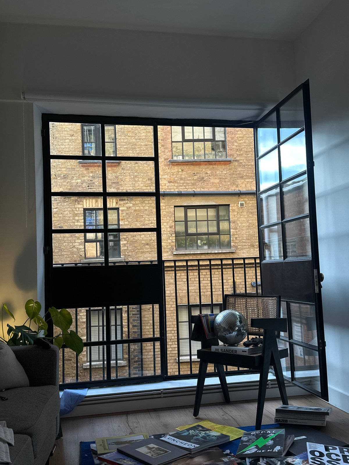 Urban window view captured in London building