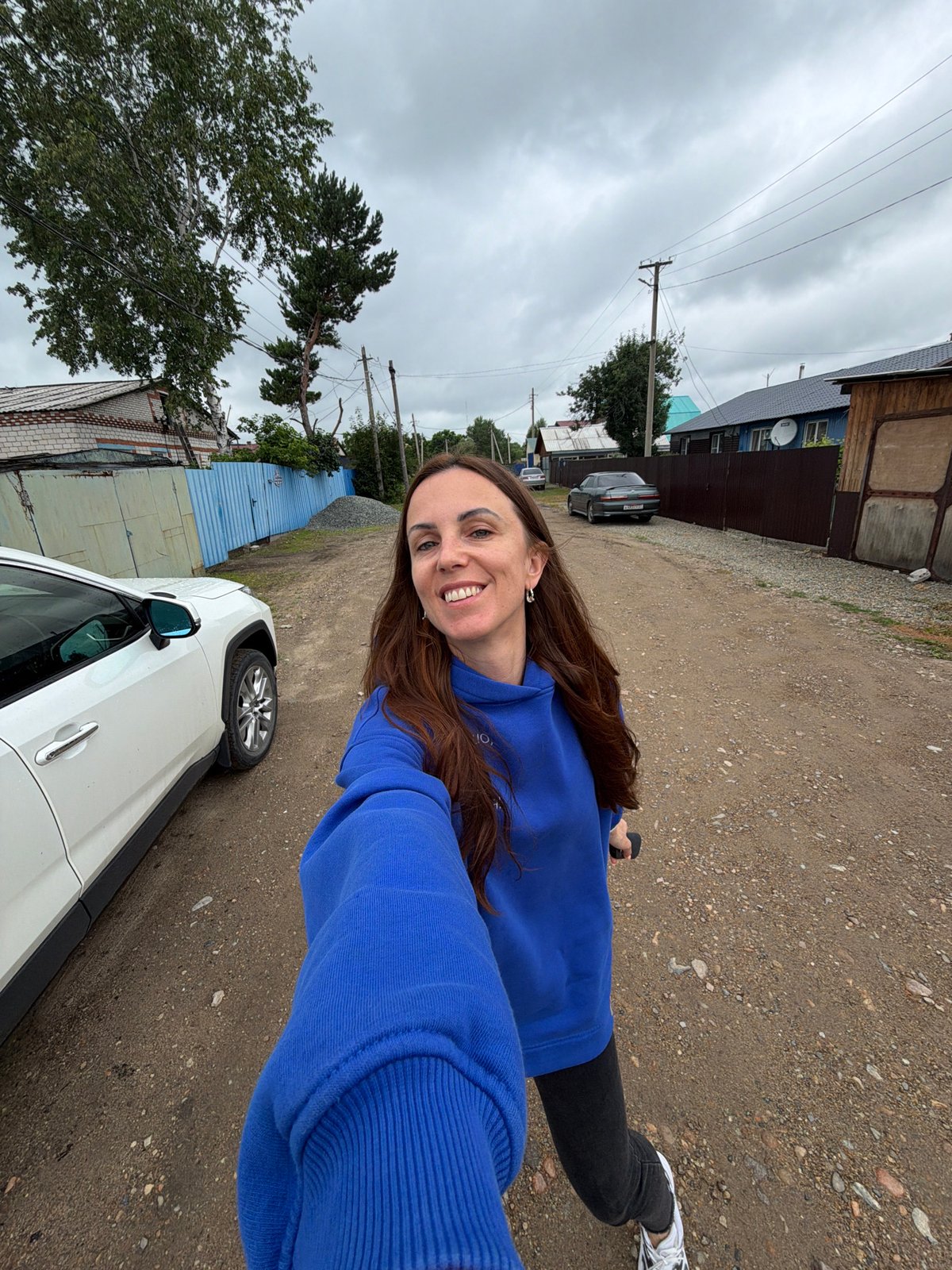Quiet morning stop in a rural Russian village