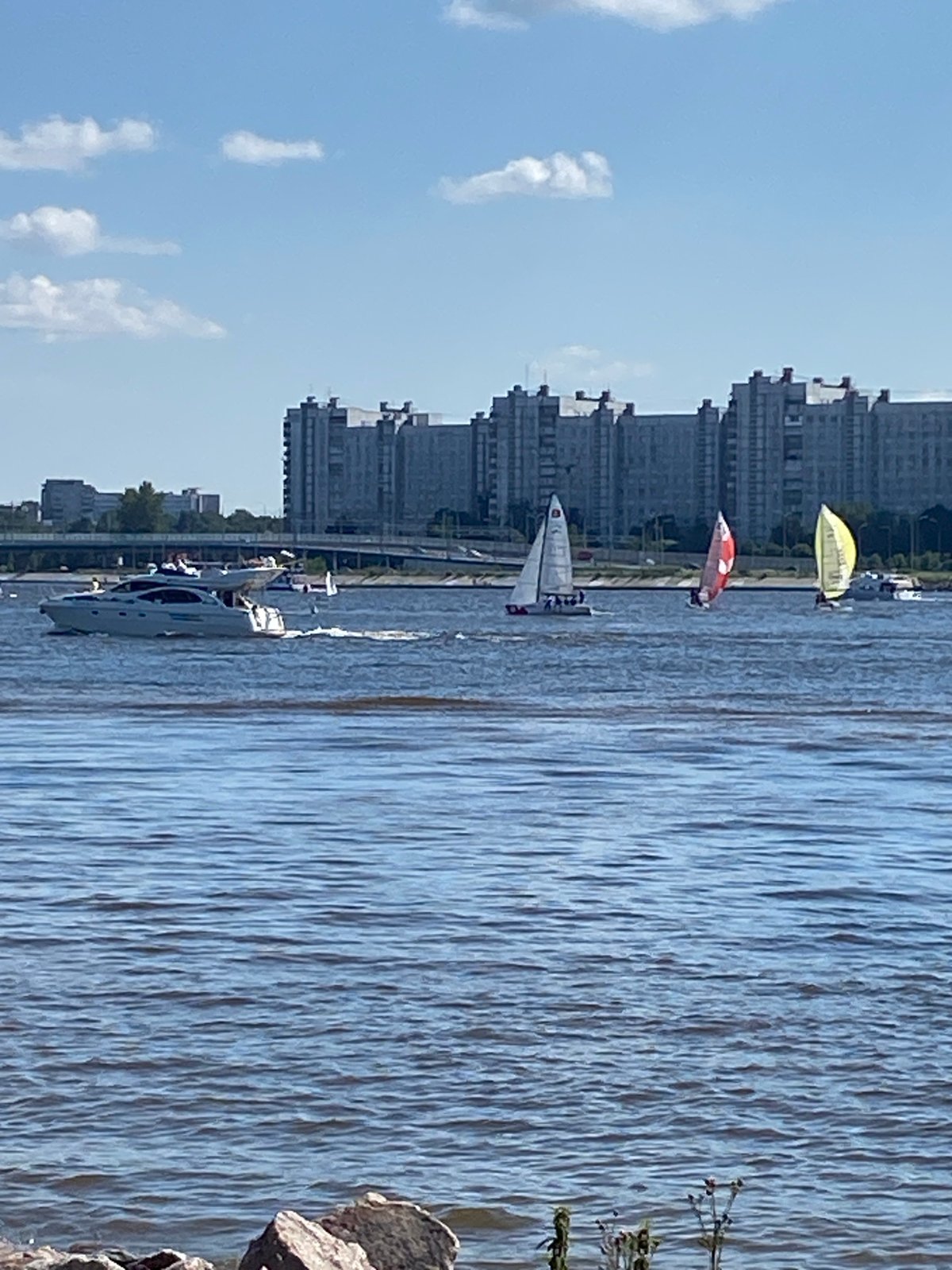 Sailing on the Neva, summer afternoon near Gazprom Arena