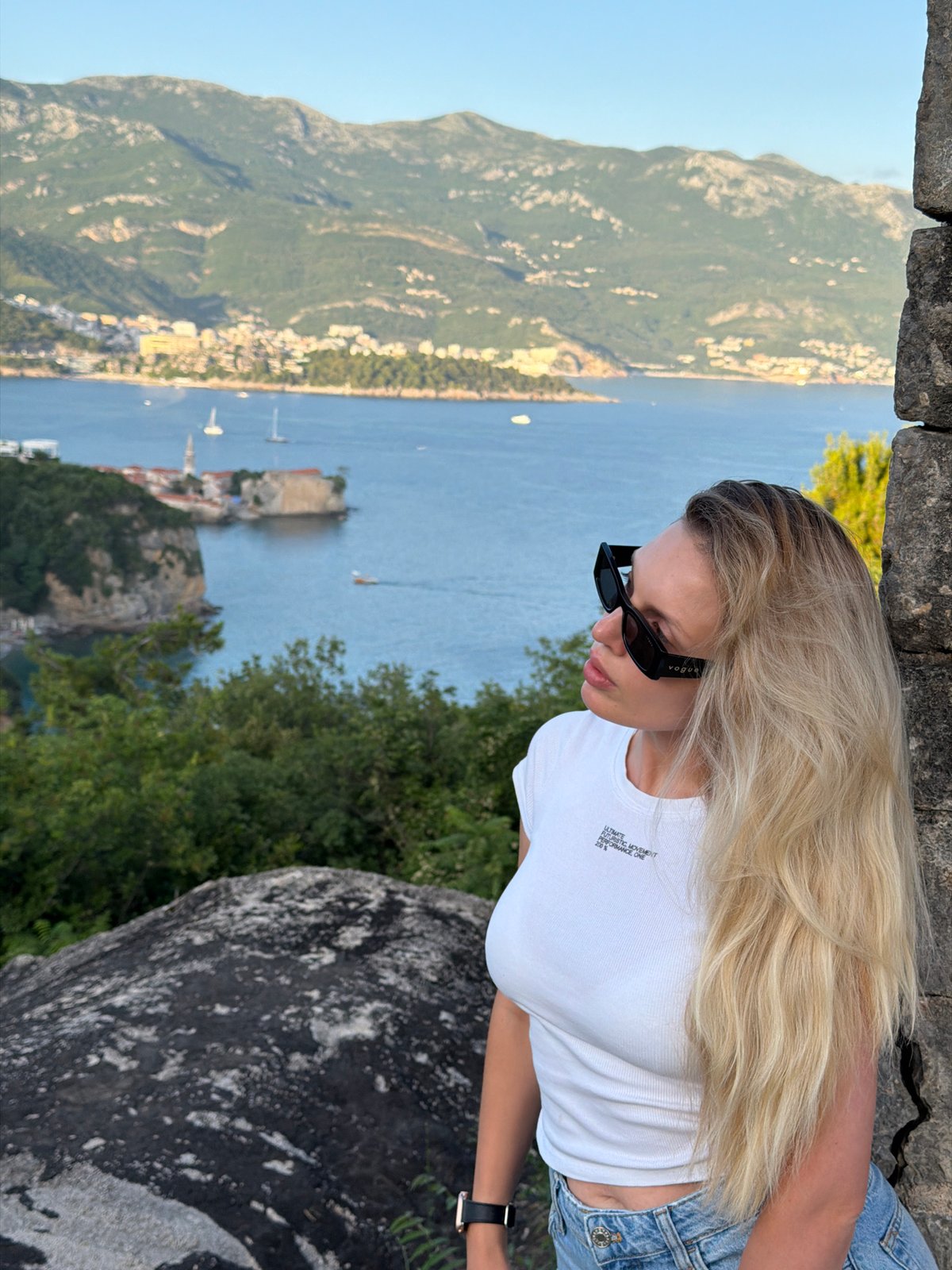 Exploring Budva's old town walls and Adriatic coastline at golden hour