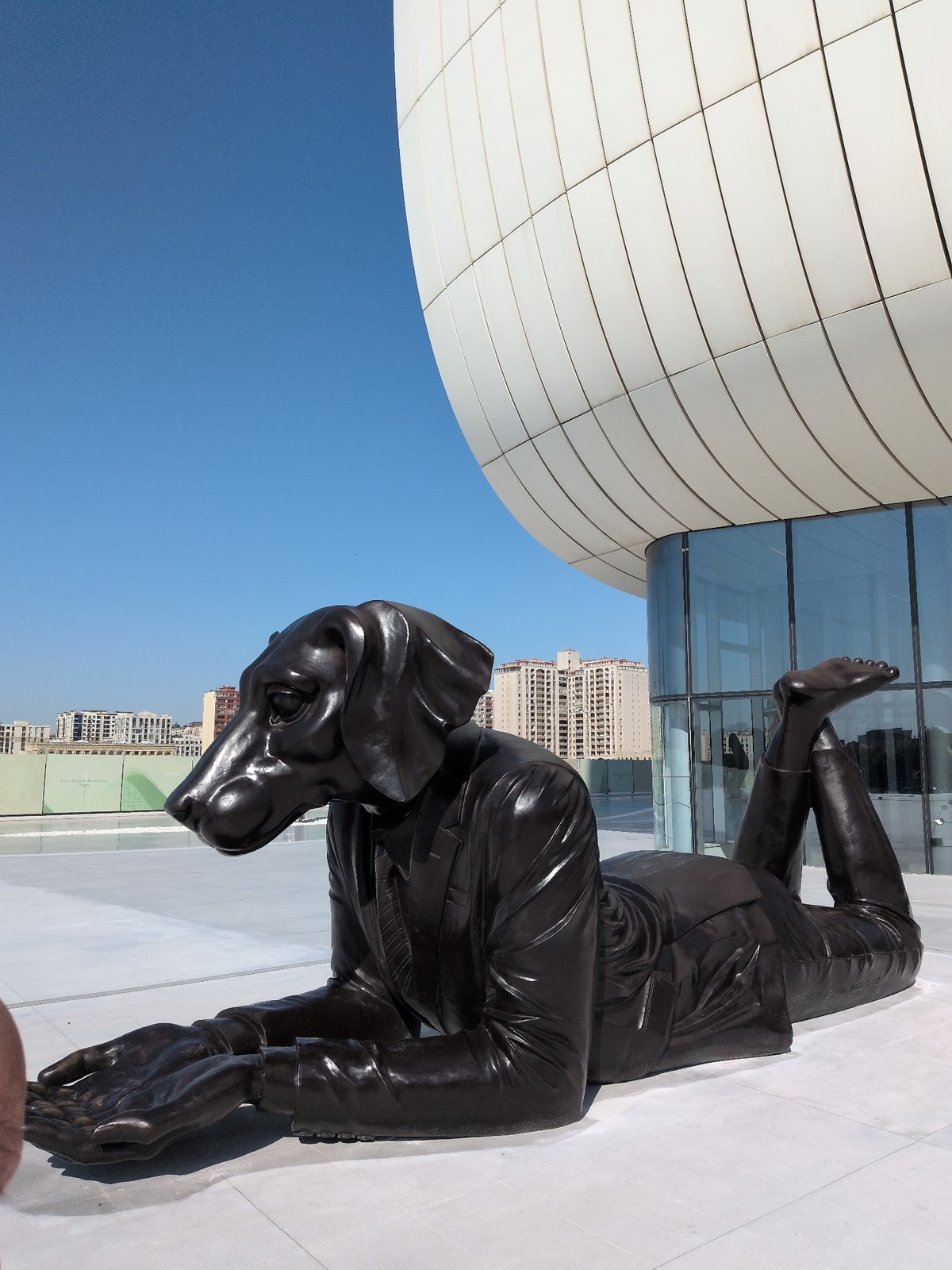 Bronze animal sculptures and iconic architecture around Baku