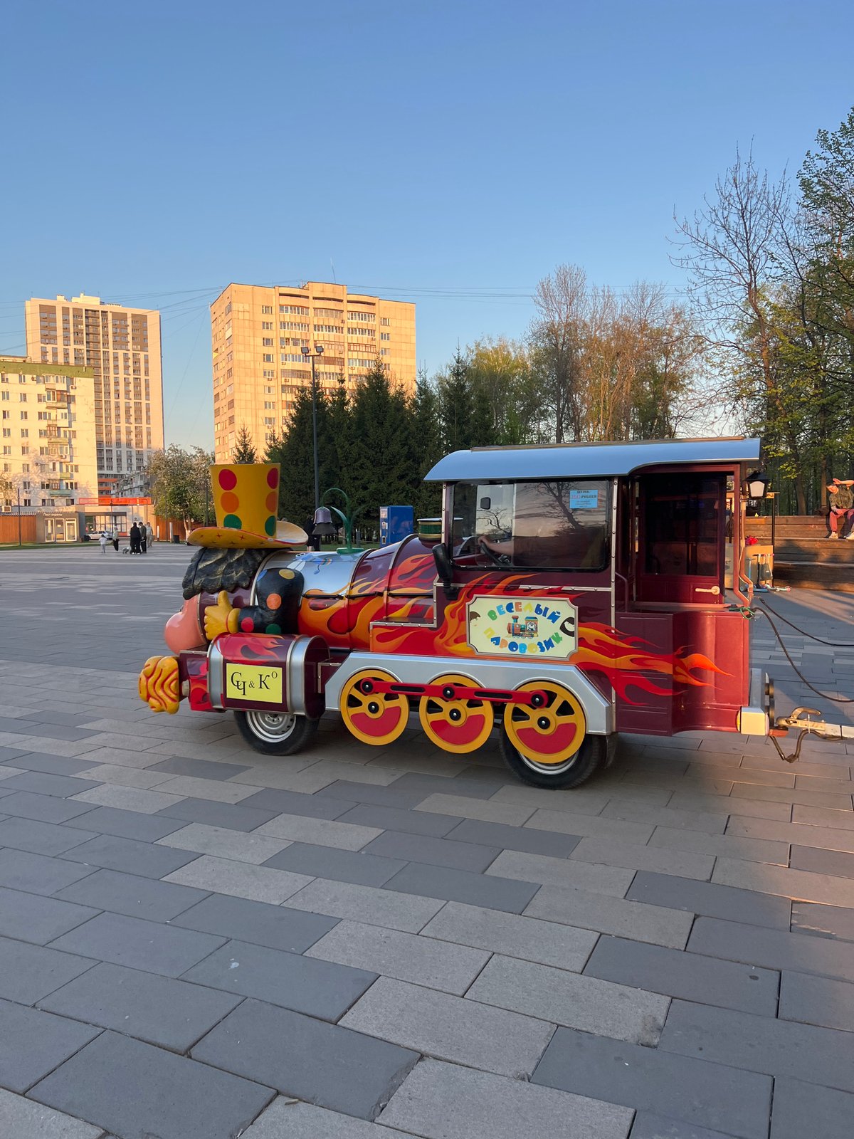 Children's train and pony rides operate in Ufa park