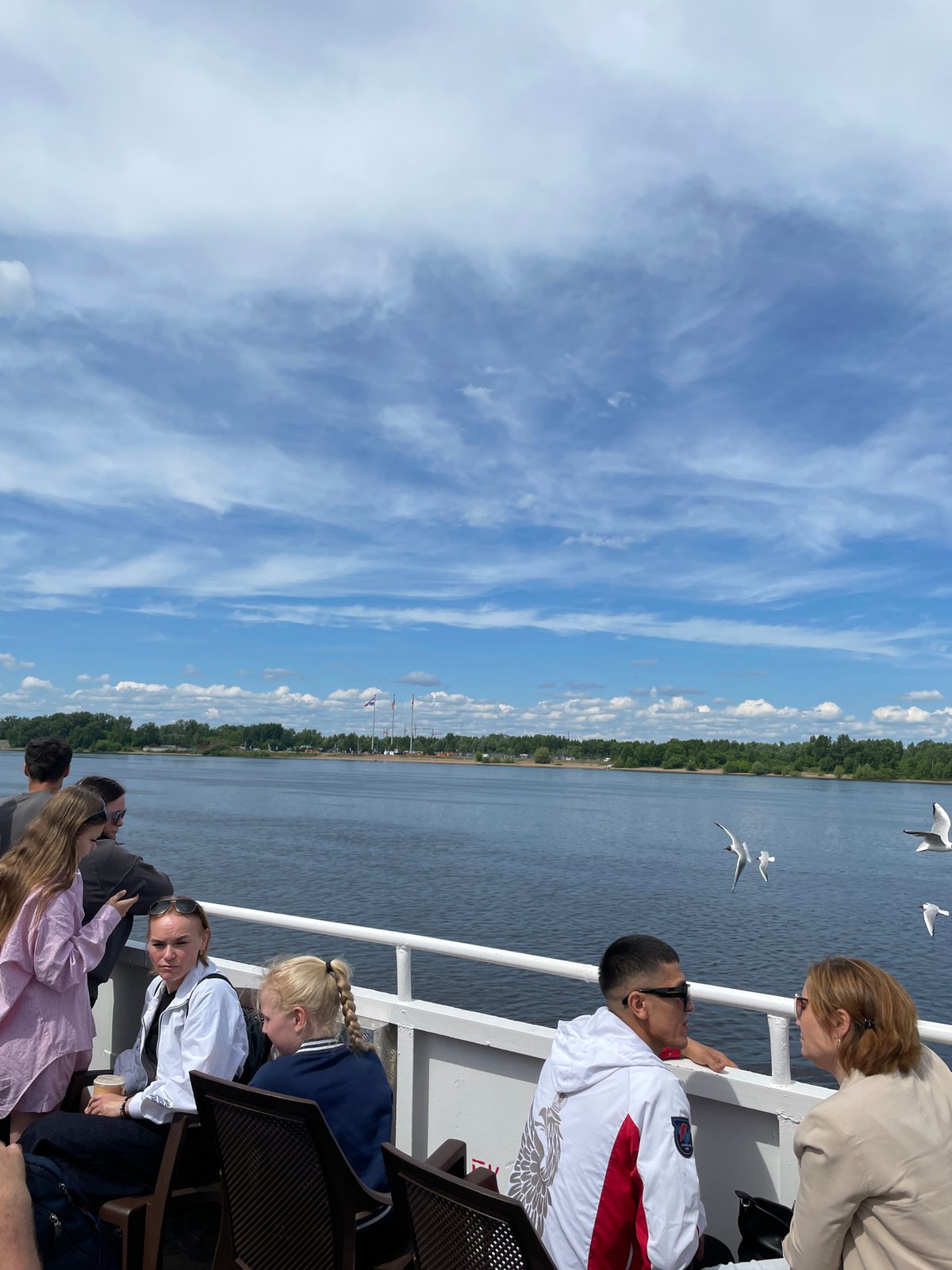 Morning boat excursion on Kama River in Perm, Russia