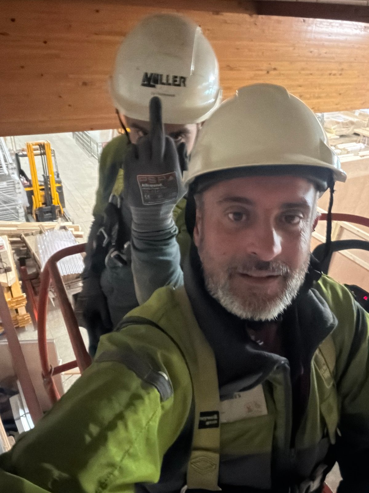 Construction workers operate at industrial site in Luxembourg
