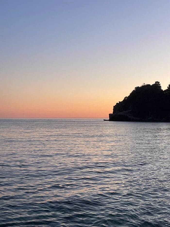 Twilight coastal documentation session captures Budva's Adriatic shoreline features