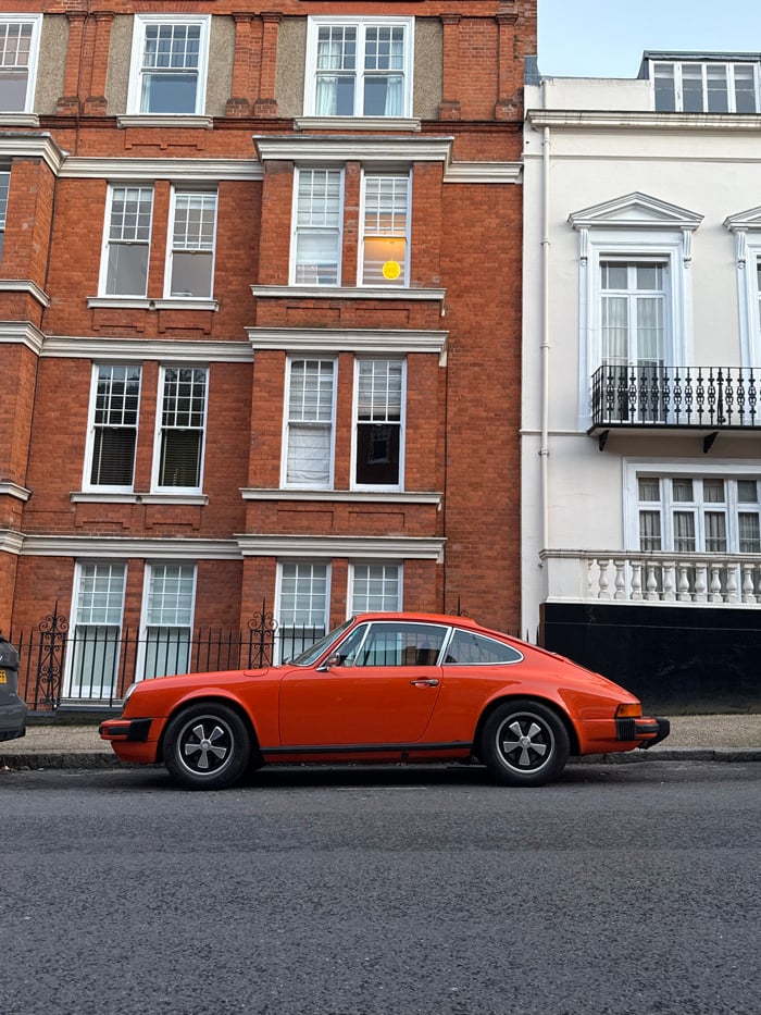 London observer documents classic car, steaks, historic architecture