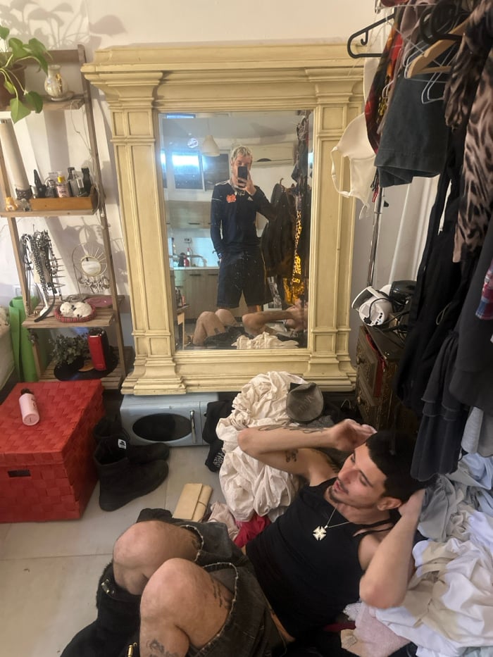 Interior scene captured in Tel-Aviv living space features ornate mirror