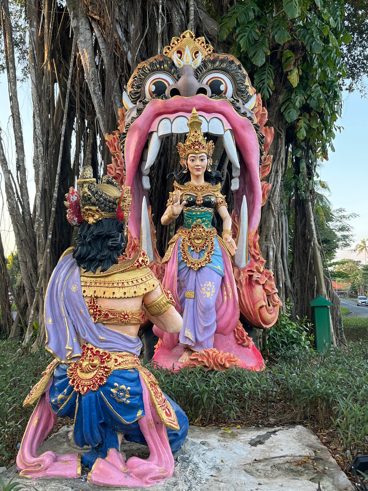 Tourist documents Balinese cultural site features in Kuta Selatan