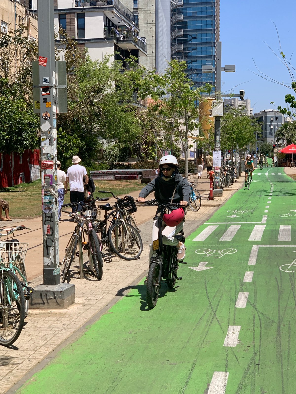 Morning bike ride documented along Tel Aviv's green cycling lanes