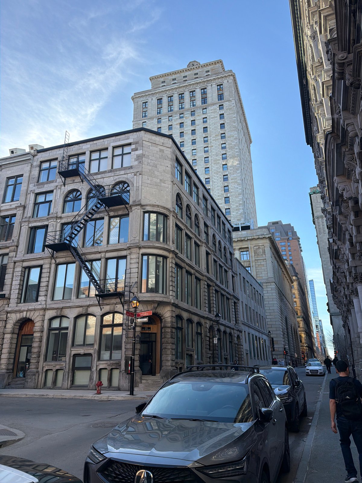 Street architecture photographed in Montreal evening scene