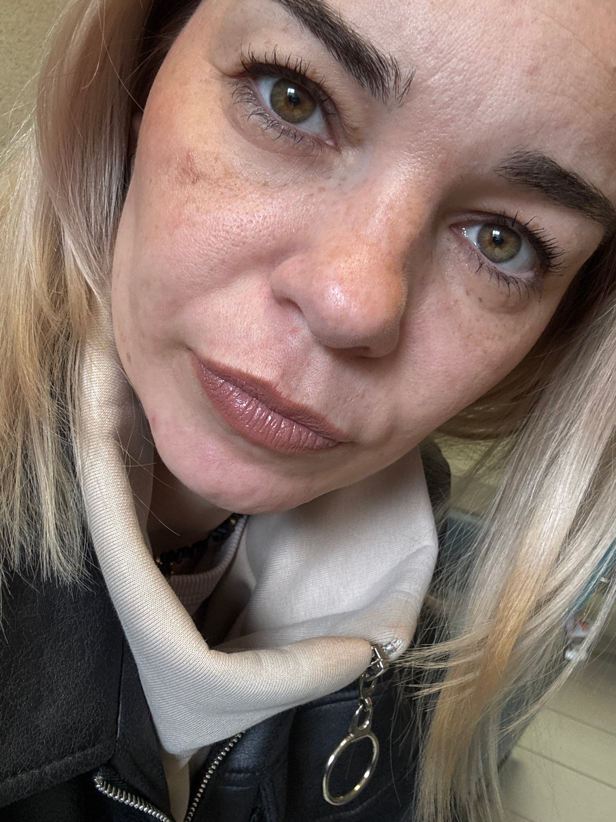 Woman visits medical facility in Saint Petersburg morning
