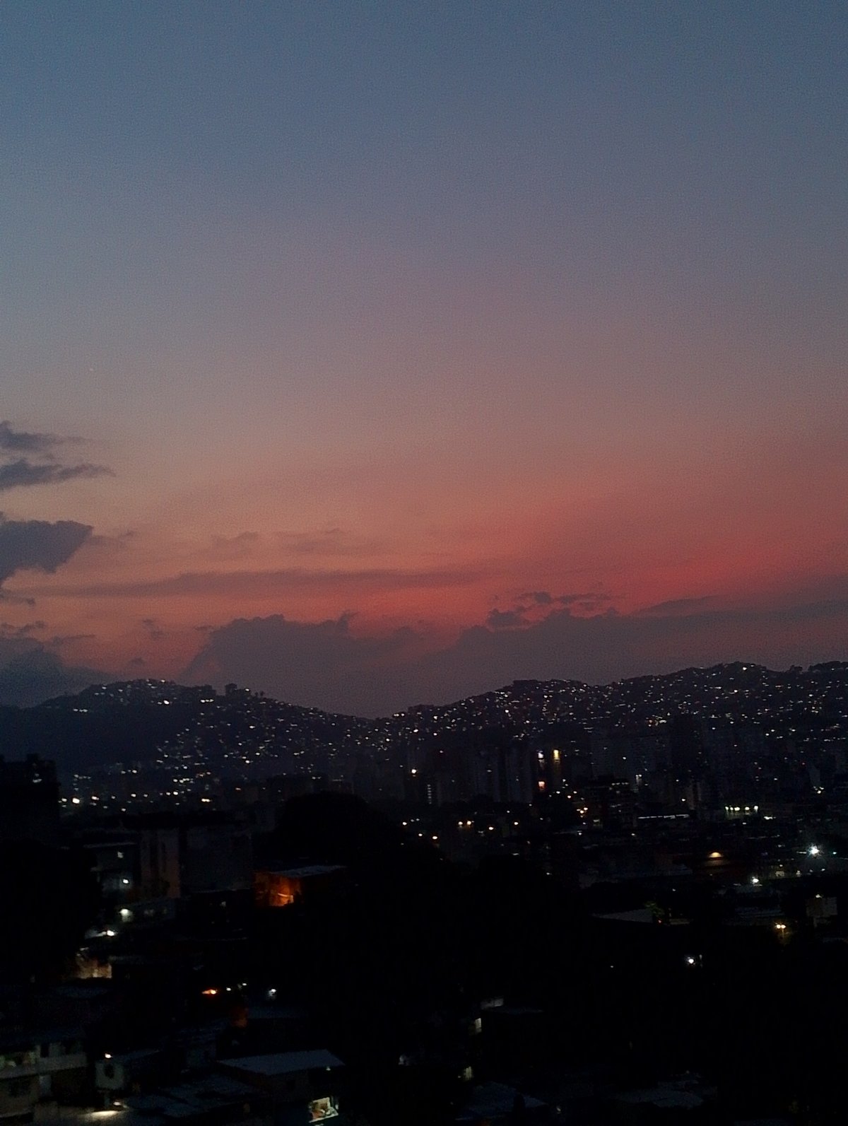 Evening views of Caracas cityscape and personal moments documented
