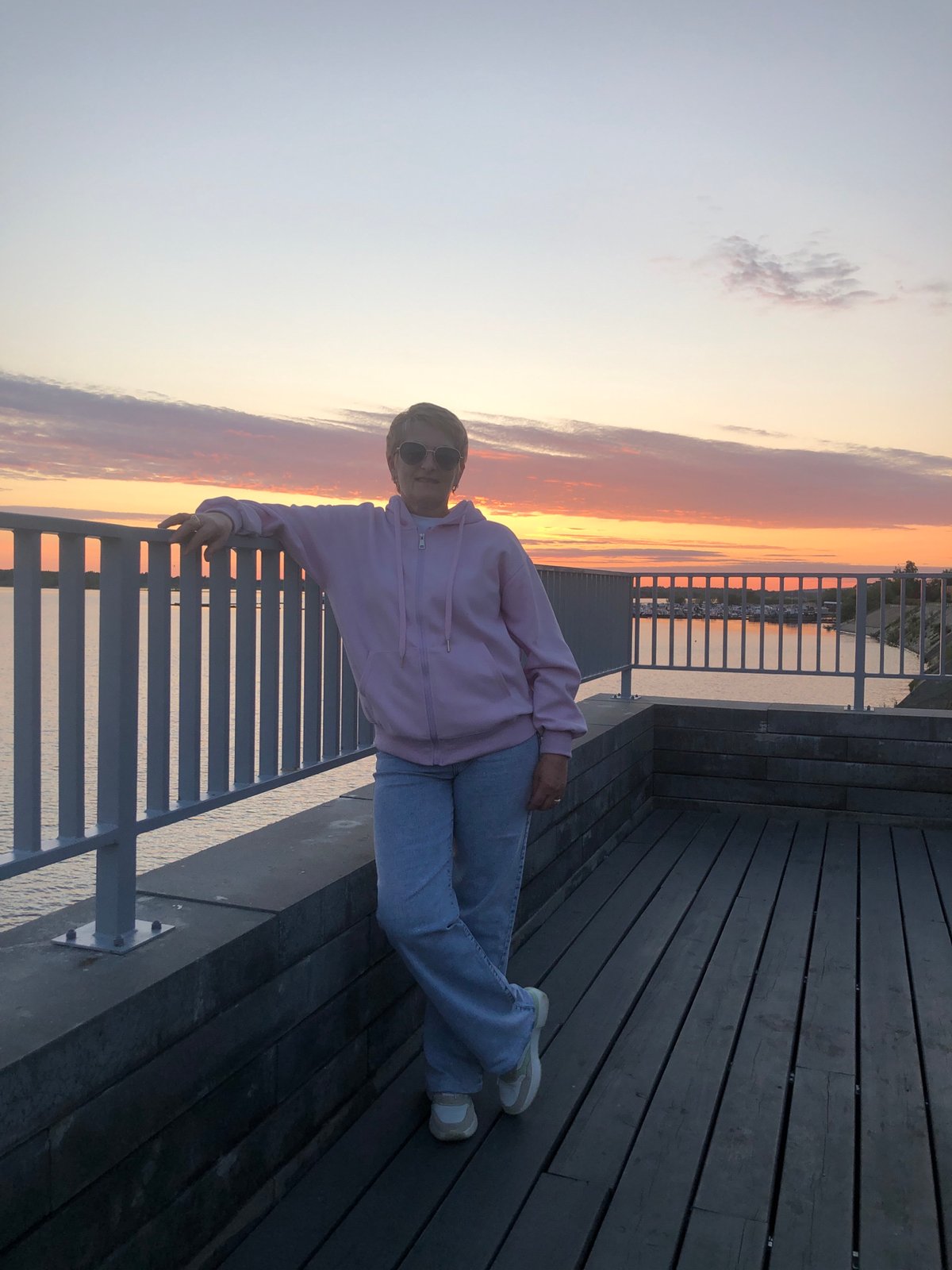 Sunset evening on the Kama River embankment, Solikamsk
