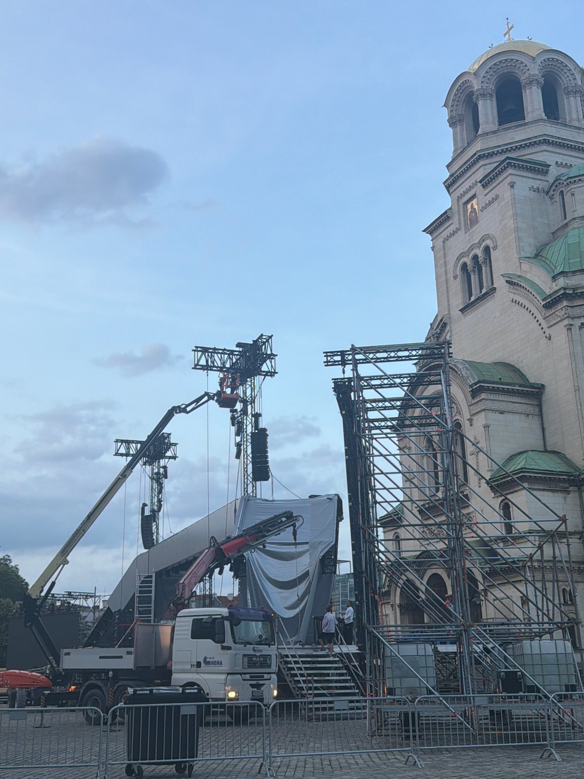 Evening documentation of Alexander Nevsky Cathedral plaza in Sofia