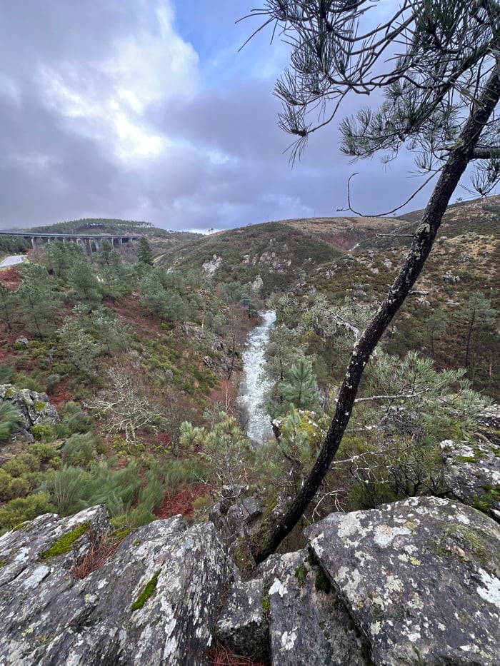 Young men explore mountainous terrain in northern Portugal