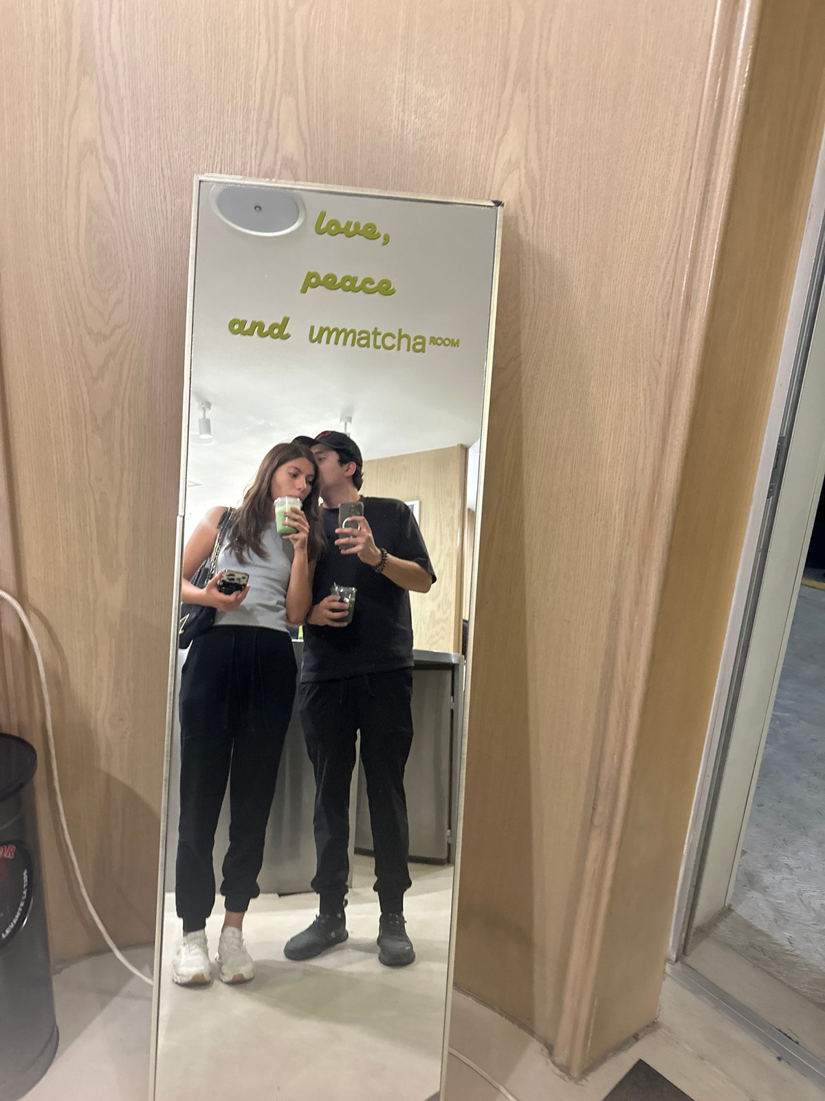 Late-night matcha café visit documented in Puebla, Mexico