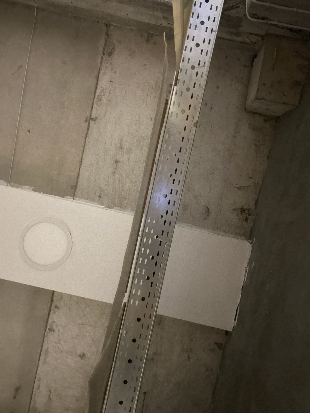 Indoor construction site scenes captured during morning hours
