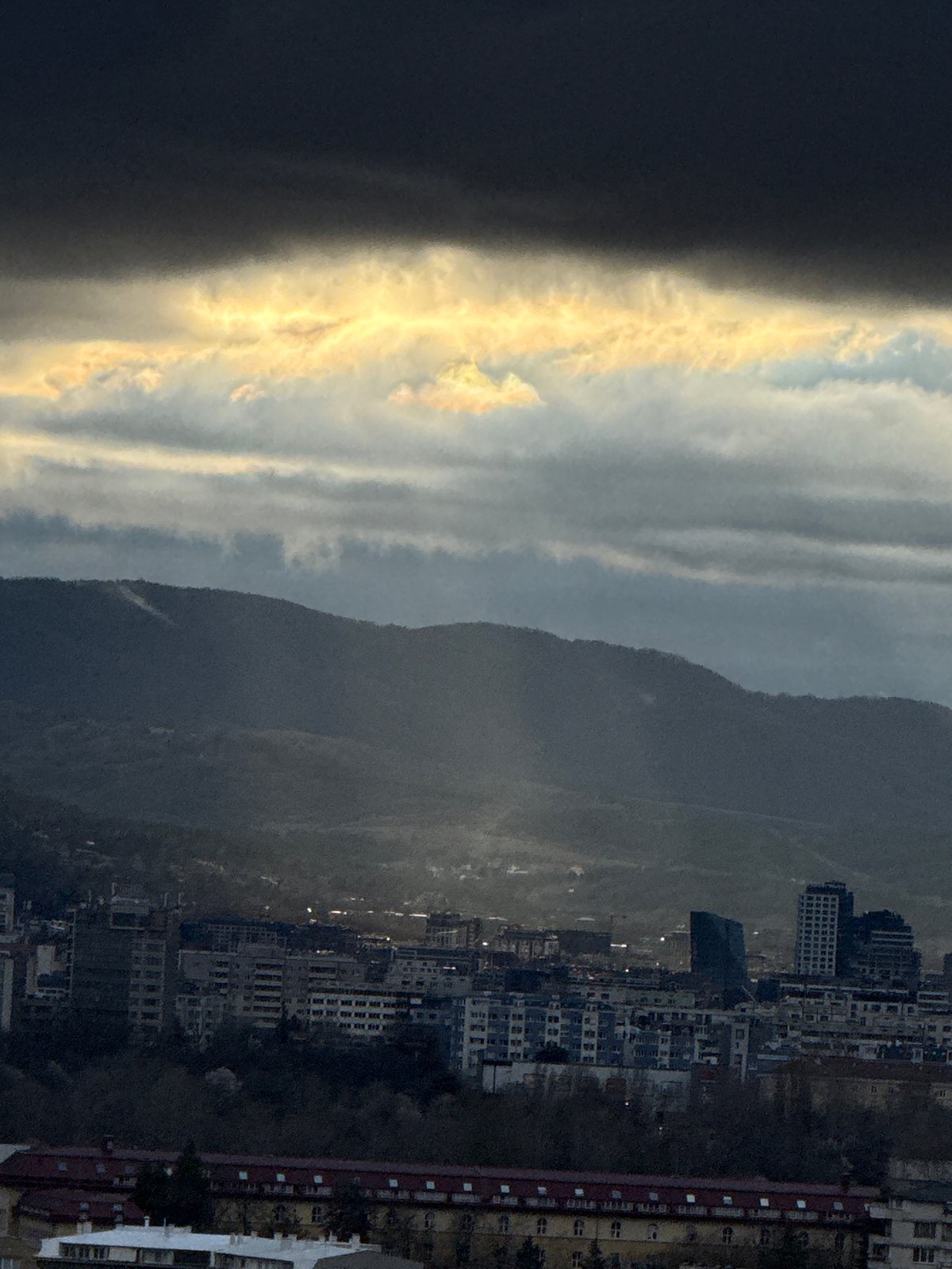 Storm clouds gather over Sofia skyline Friday afternoon