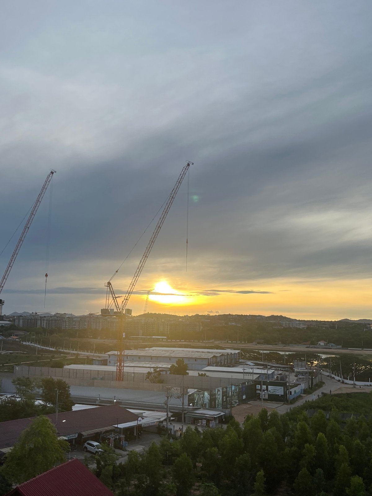 Dramatic sunrise captured over Pattaya City skyline