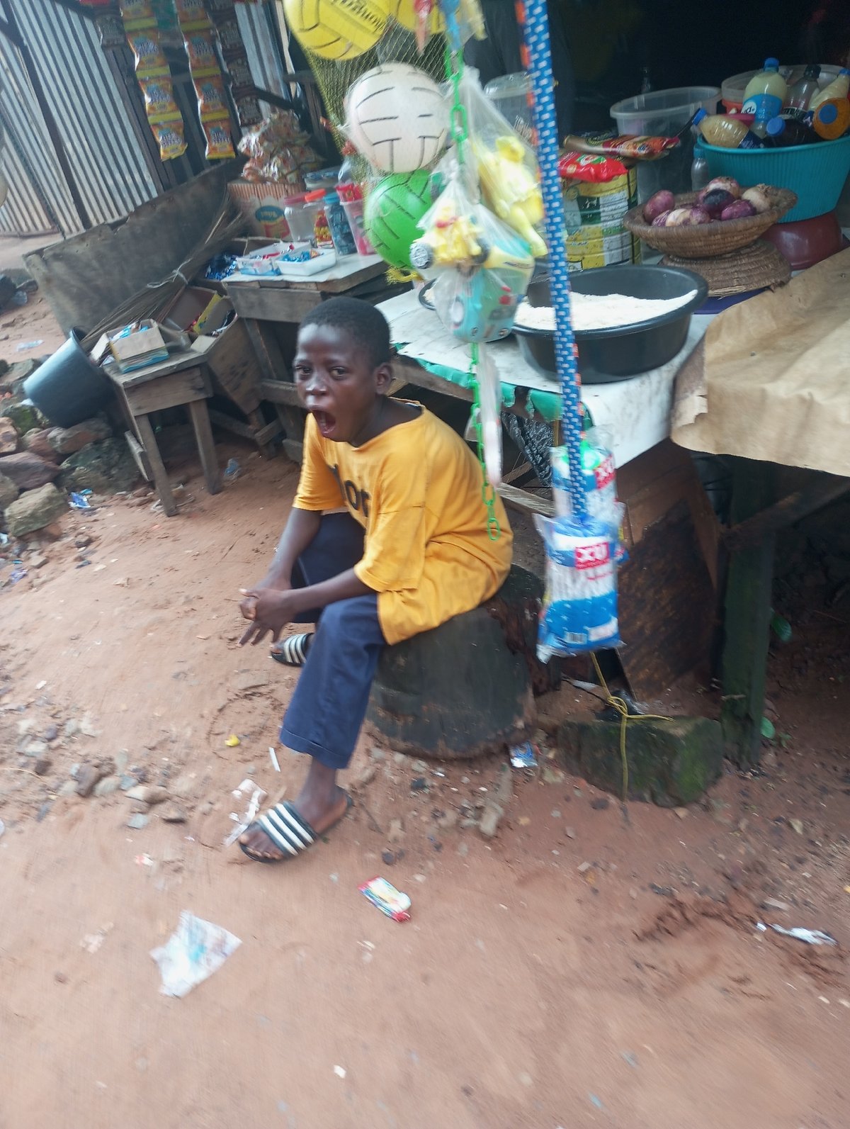 Wet morning street life in Onitsha, Nigeria