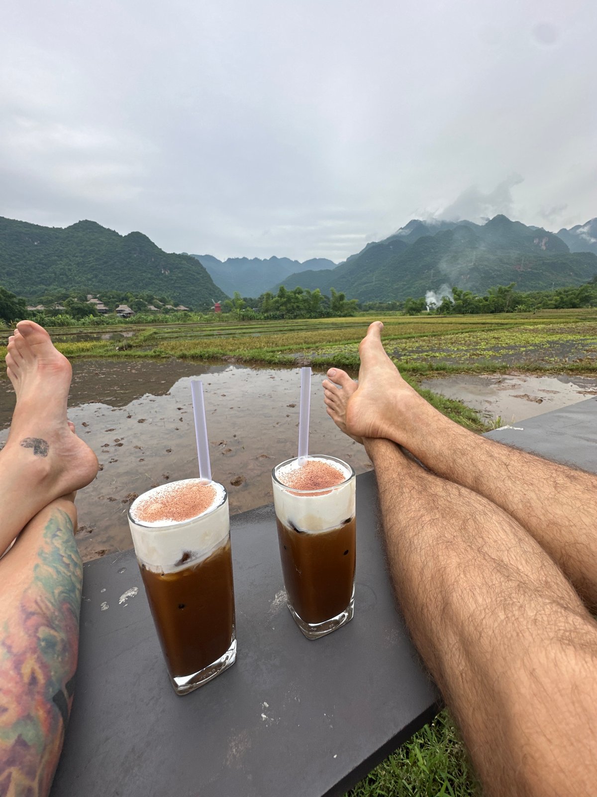 Daily life unfolds in Mai Chau's rice terraces