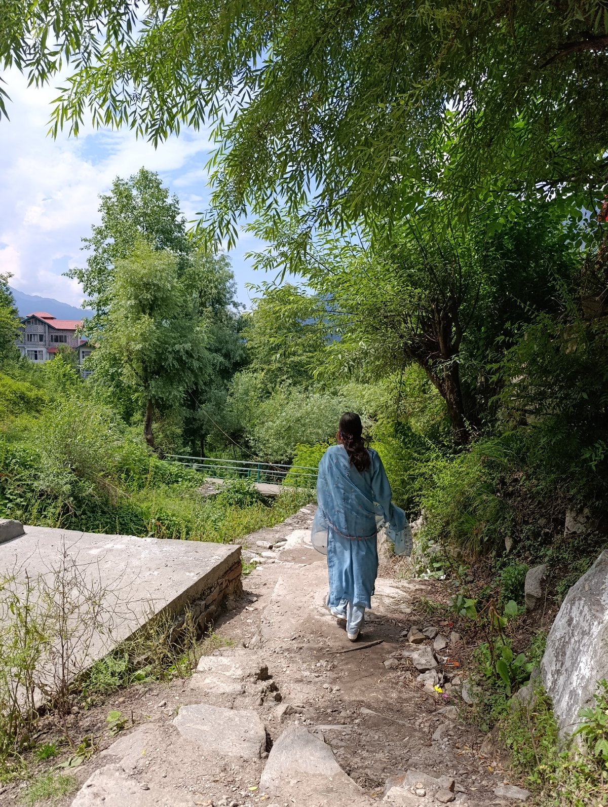 Morning hiker spotted on mountain trail in Vashisht