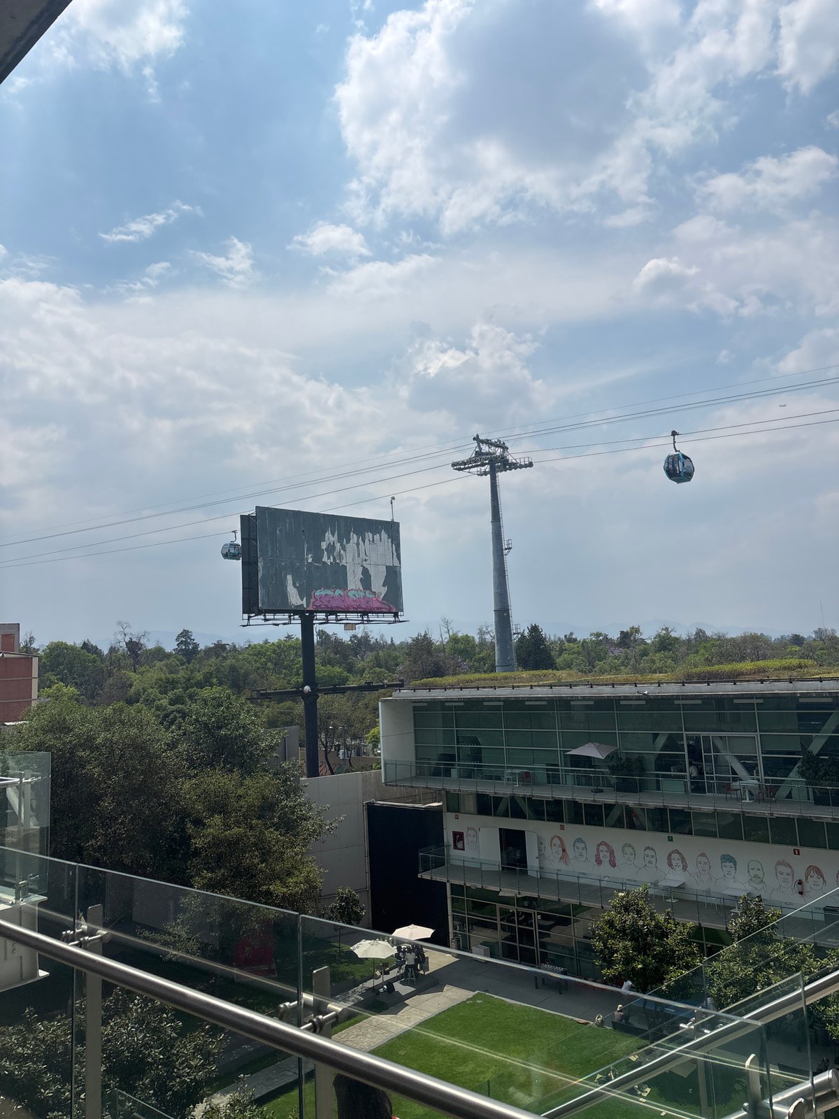Cable car system operates in Mexico City evening