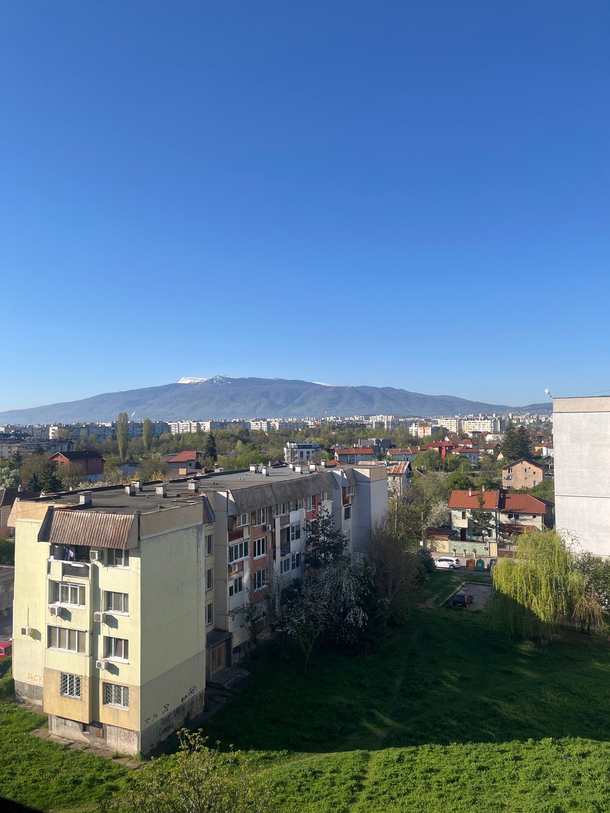 Clear morning skies captured over Sofia cityscape from elevated viewpoints