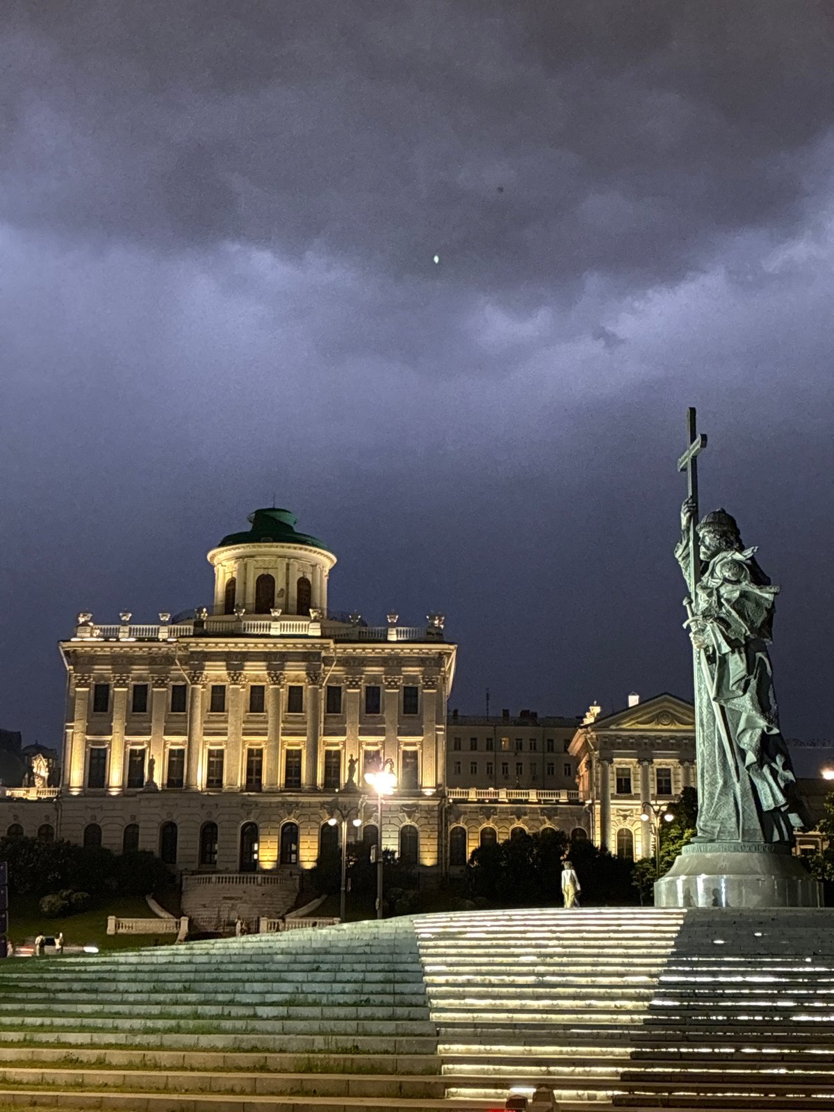 Moscow landmarks captured in nighttime documentation near Kremlin