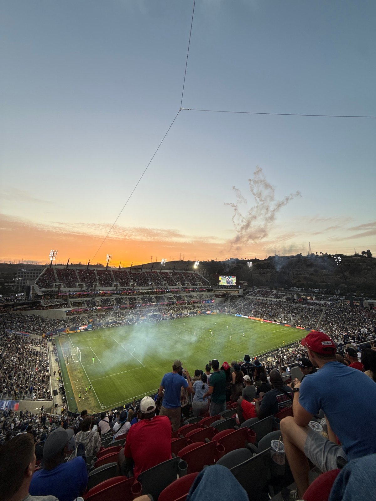 Sunset soccer at a packed Snapdragon Stadium in San Diego