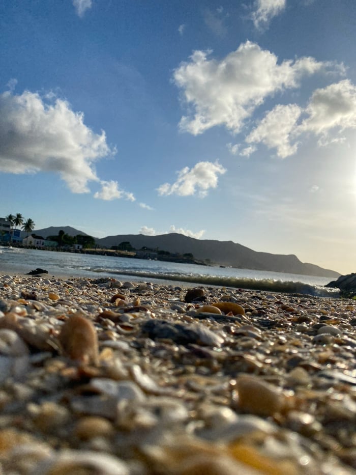 Day at Juan Griego beach documented through sunset