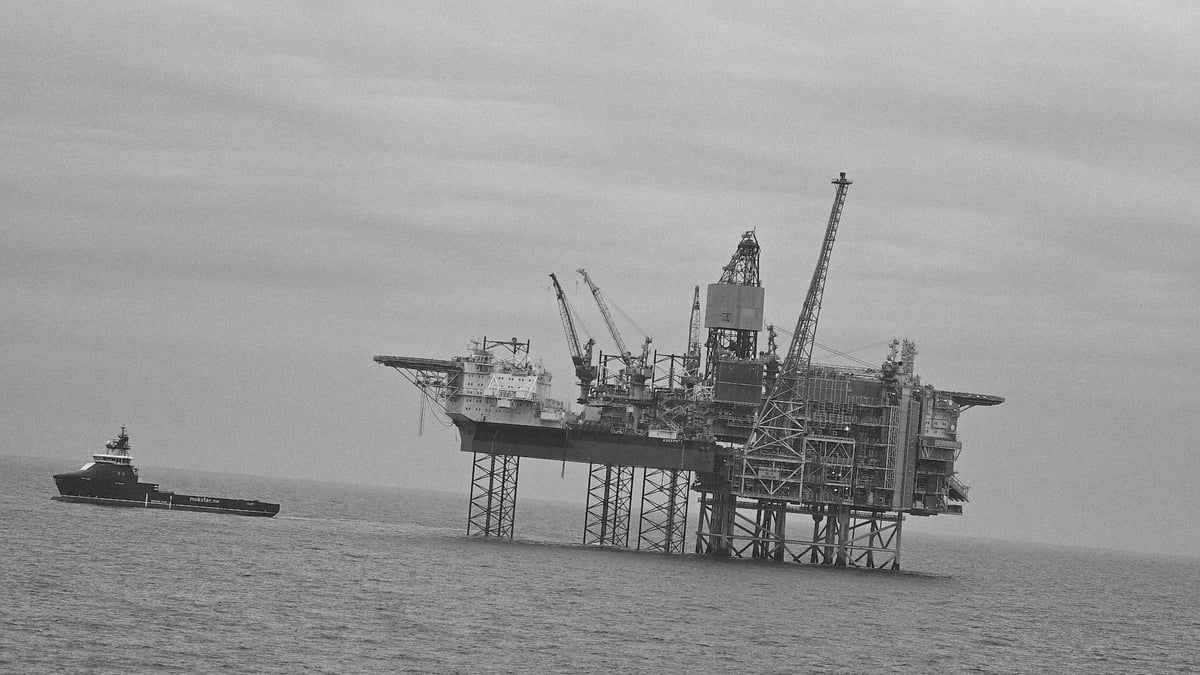 Offshore oil platform observed in North Sea operations