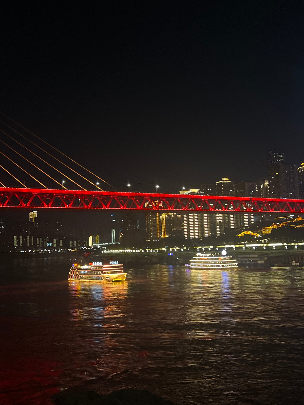 Chongqing's Nan'an waterfront lit up at night