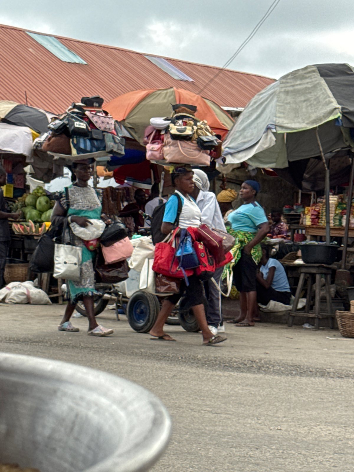 Street market activity in Badagry, Nigeria