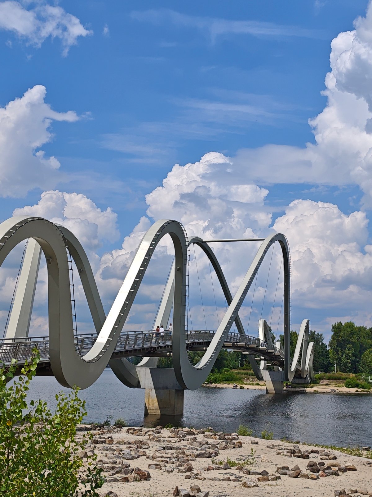 Dnieper River views from Kyiv on a grey summer morning