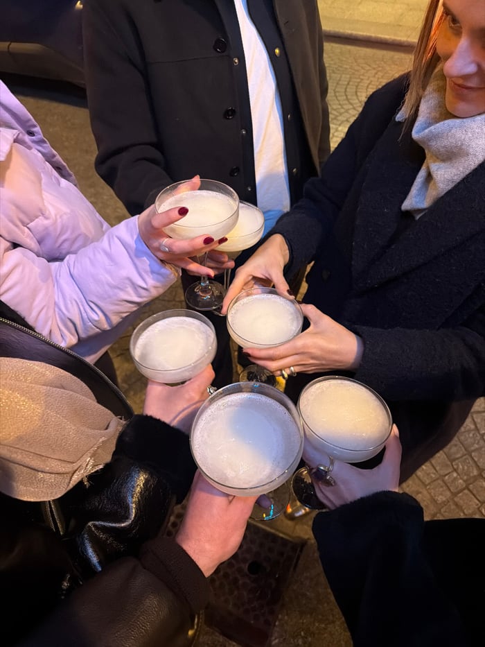 Evening social gathering with toasts and performance in Paris venue