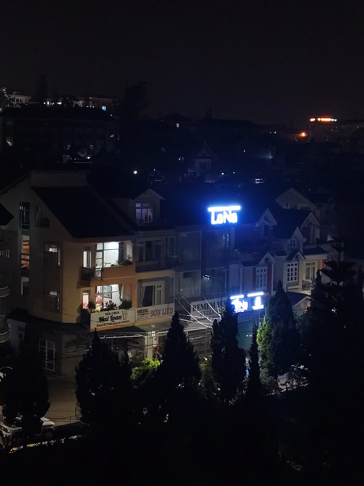 Nighttime documentation of Da Lat buildings and streetscapes captured