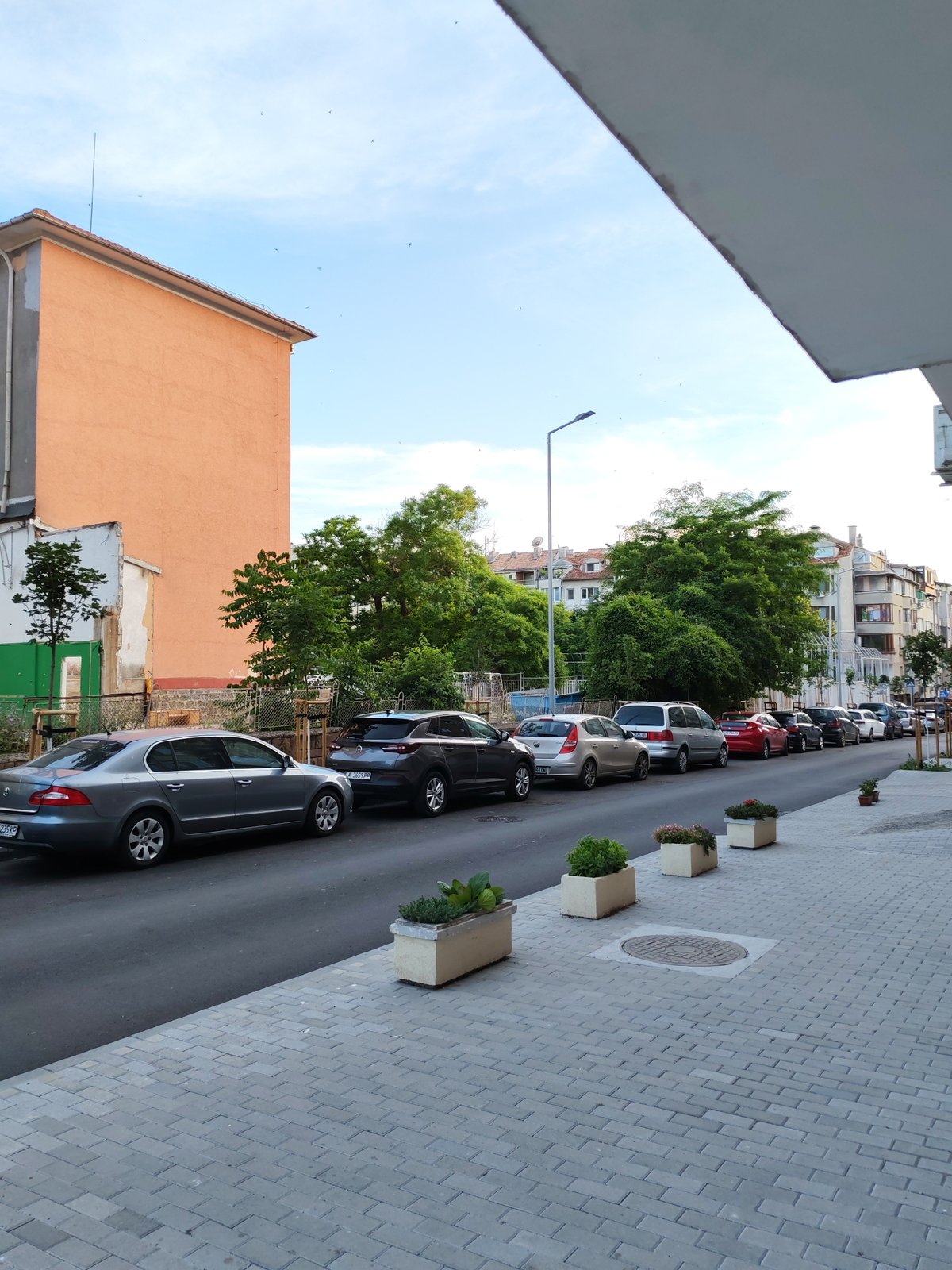 Street scene documented in Burgas, Bulgaria shows parked cars
