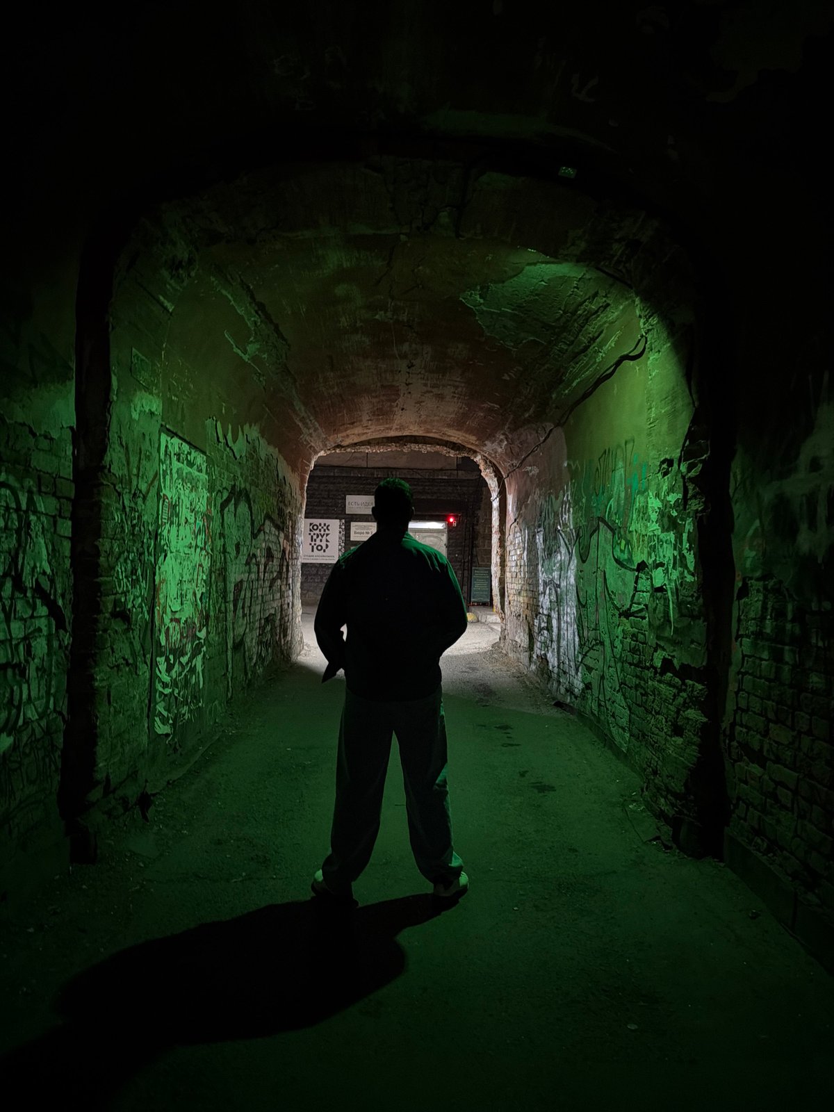Figure spotted in graffitied underground tunnel in Krasnoyarsk